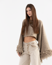 Greige Fringe Sleeve Pullover