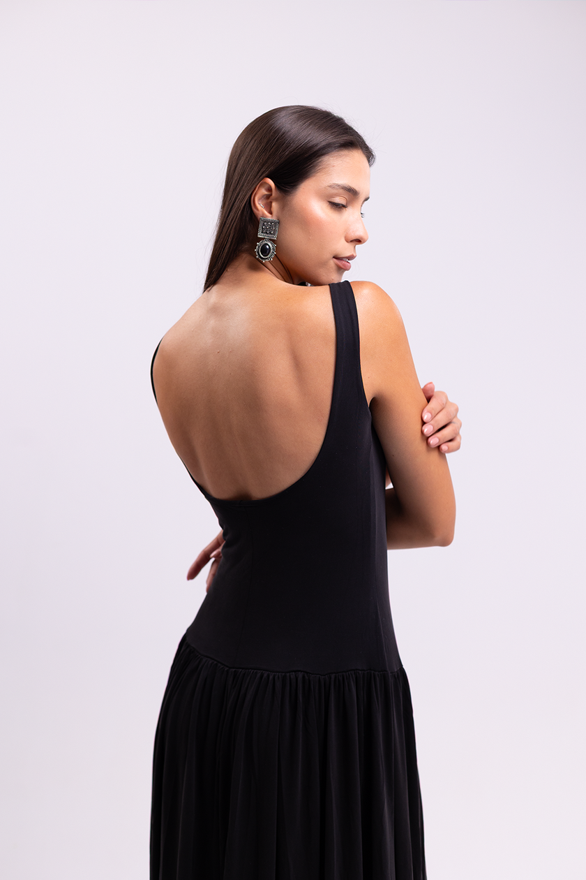 Black Backless Maxi Dress