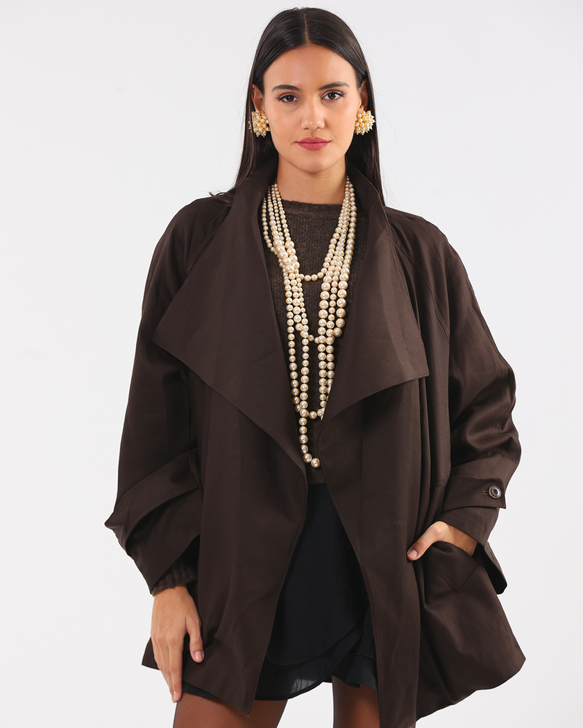 Oversized Brown Jacket Blouse Style
