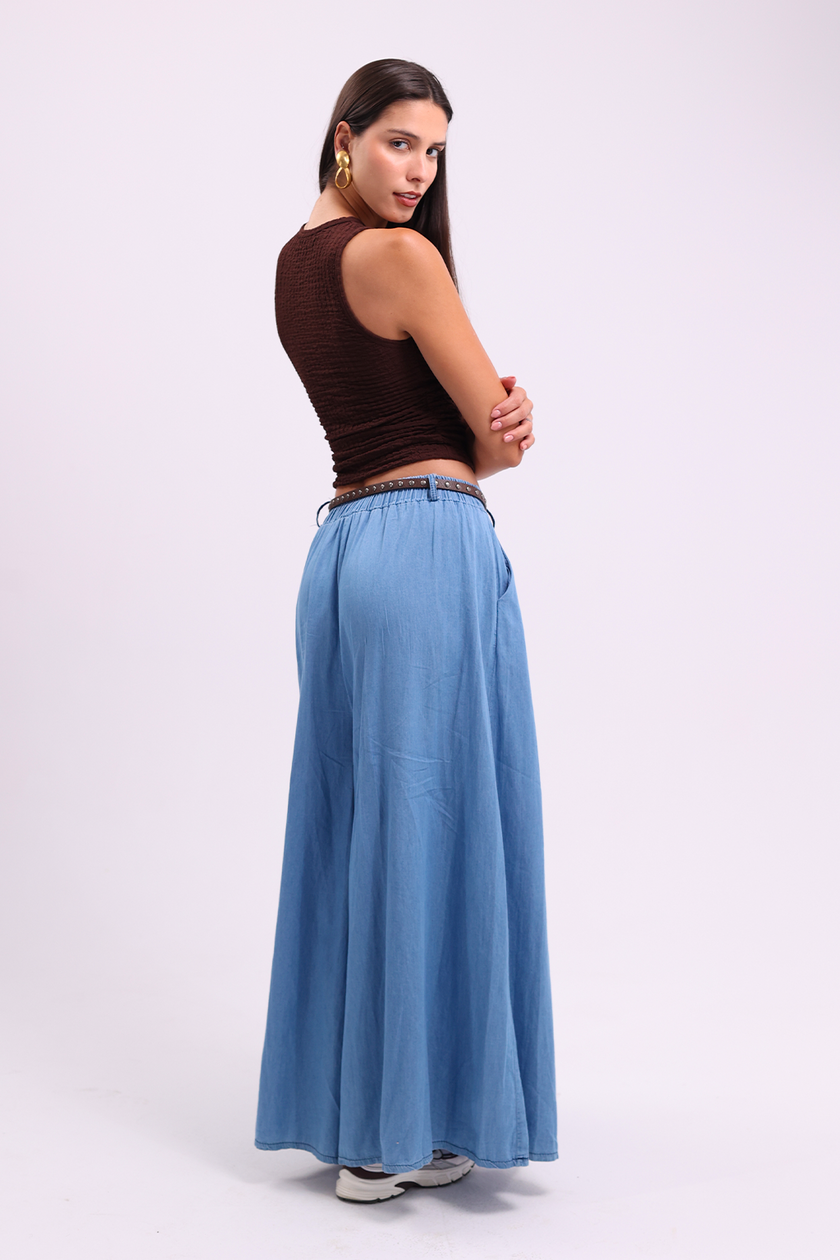Palazzo Denim Effect Pants