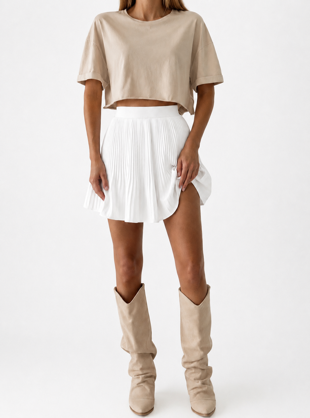 Pleated Mini Skirt with Built-in Shorts