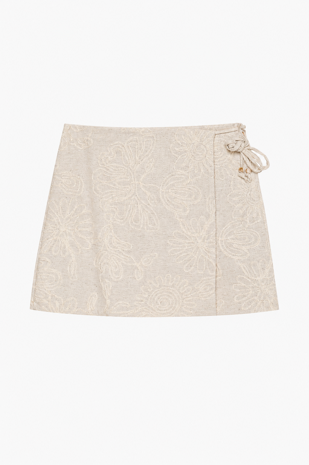Embroidered Cream Skort