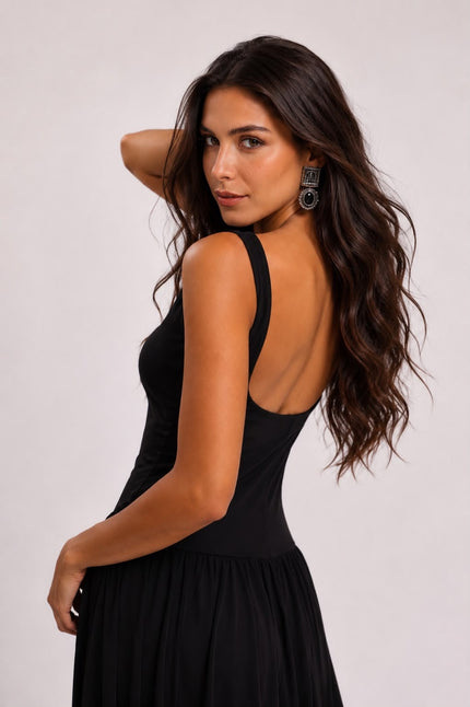 Black Backless Maxi Dress