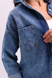 Bejeweled Oversized Denim Shirt