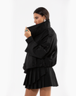 Sculpted High-Collar Black Jacket