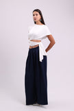 Navy Pleated Palazzo Pants