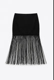 Black Tassel Detail Mini Skirt