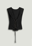 Black T-Shirt with Lace up Back Detail