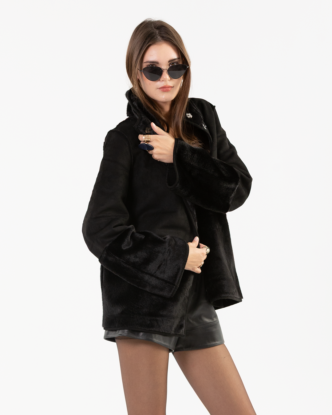 Reversible Jacket with Furry Panel Details