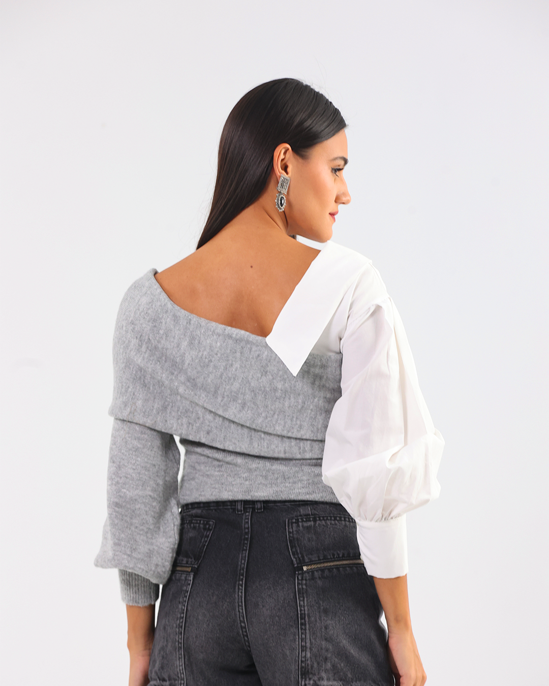 Light Grey Layered Collar Knit