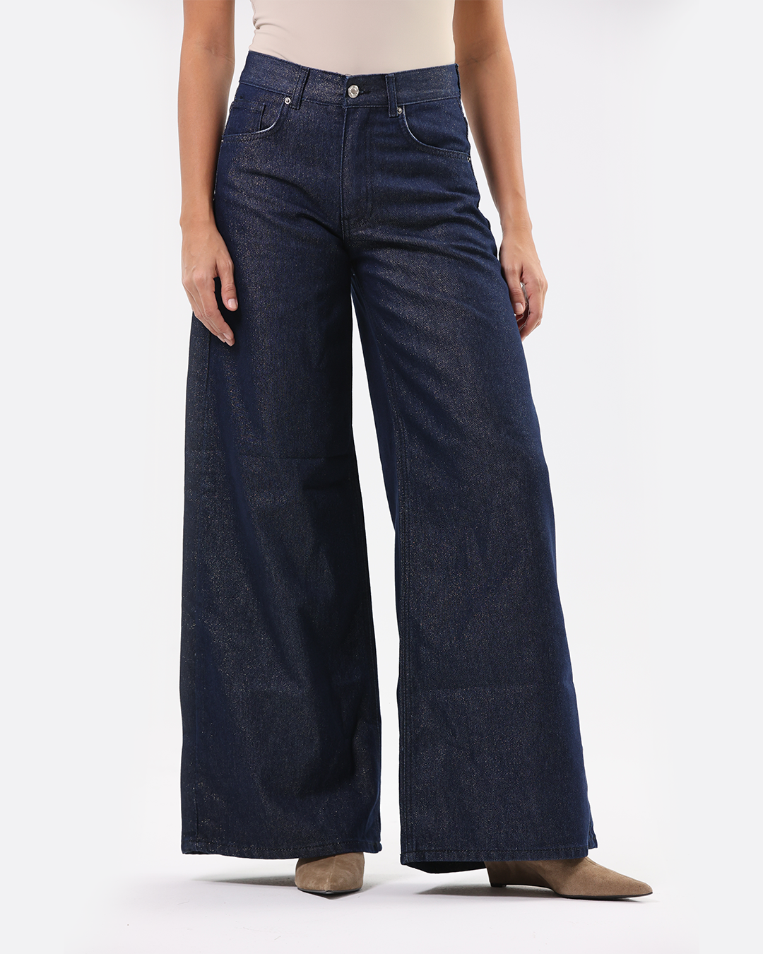Midnight Gold Wide-Leg Jeans