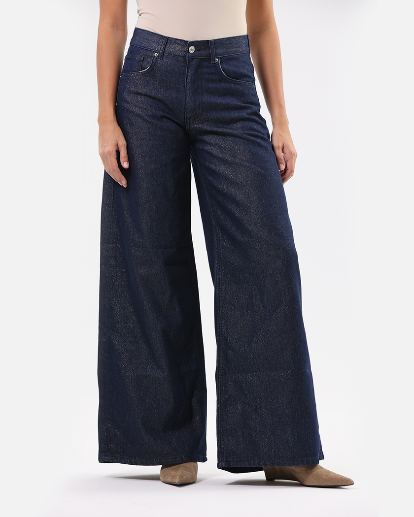 Midnight Gold Wide-Leg Jeans