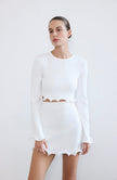 Crew Neck Knit Ecru Blouse