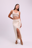 Wrap Midi Denim Skirt