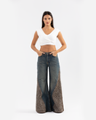 Two Tone Wide-Leg Jeans