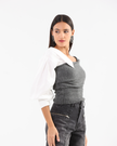 Dark Grey Layered Collar Knit