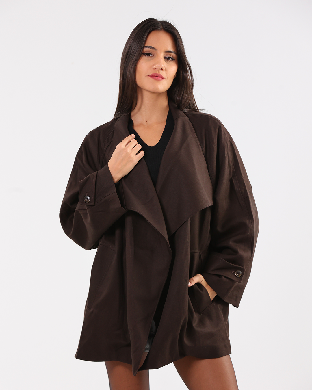 Oversized Brown Jacket Blouse Style