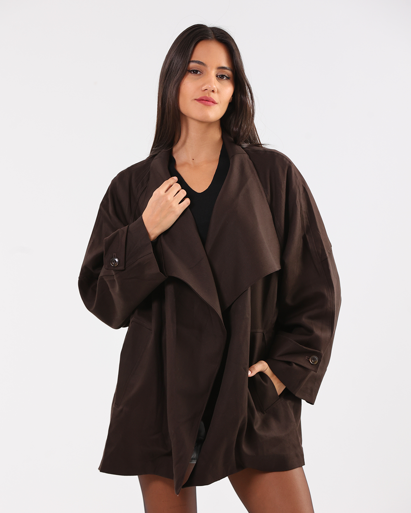 Oversized Brown Jacket Blouse Style