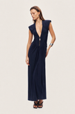 Ruched Deep V-Neck Maxi Dress