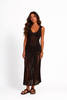 V-Neck Maxi Dress with Vertical Fringes Detail