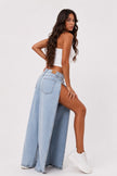 Light Blue Denim with Side Zip Detail
