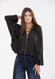 Black Draped gold Zip-up Jacket