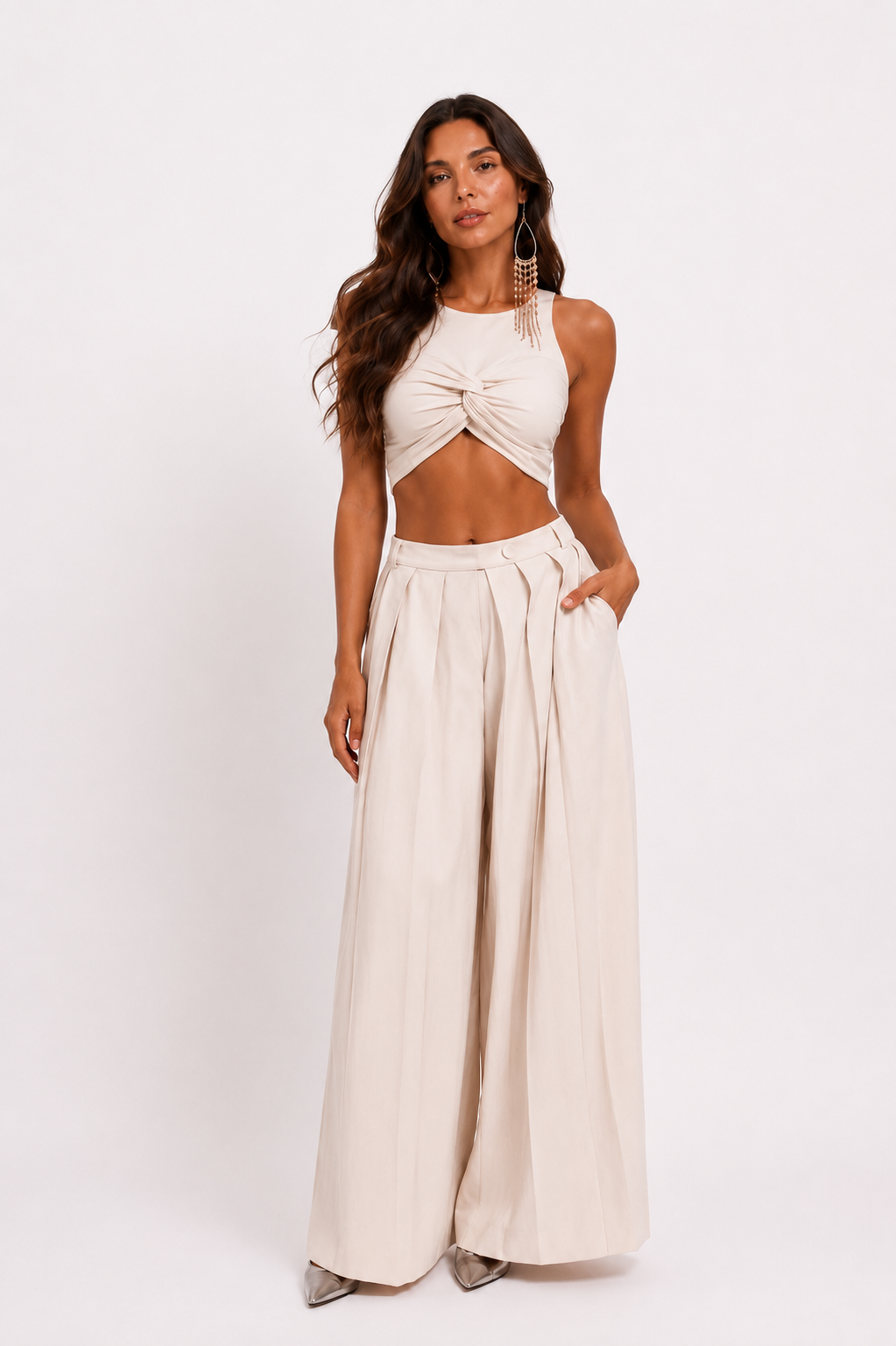 Off-White Pleasted Palazzo Pants